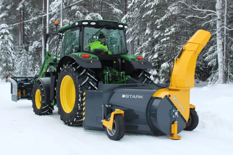 The Stark Snow Blower ST 815 attachment with horn on operating vehicle